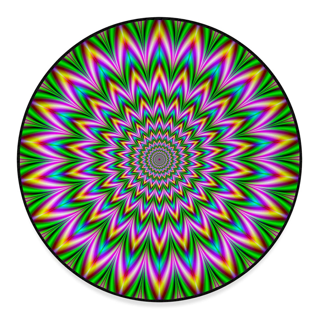Psychedelic Radiant Optical Illusion Round Floor Mat