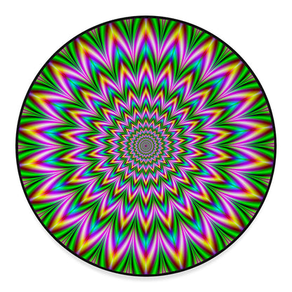 Psychedelic Radiant Optical Illusion Round Floor Mat