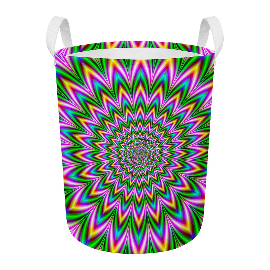 Psychedelic Radiant Optical Illusion Round Laundry Basket