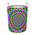 Psychedelic Radiant Optical Illusion Round Laundry Basket