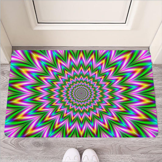Psychedelic Radiant Optical Illusion Rubber Doormat