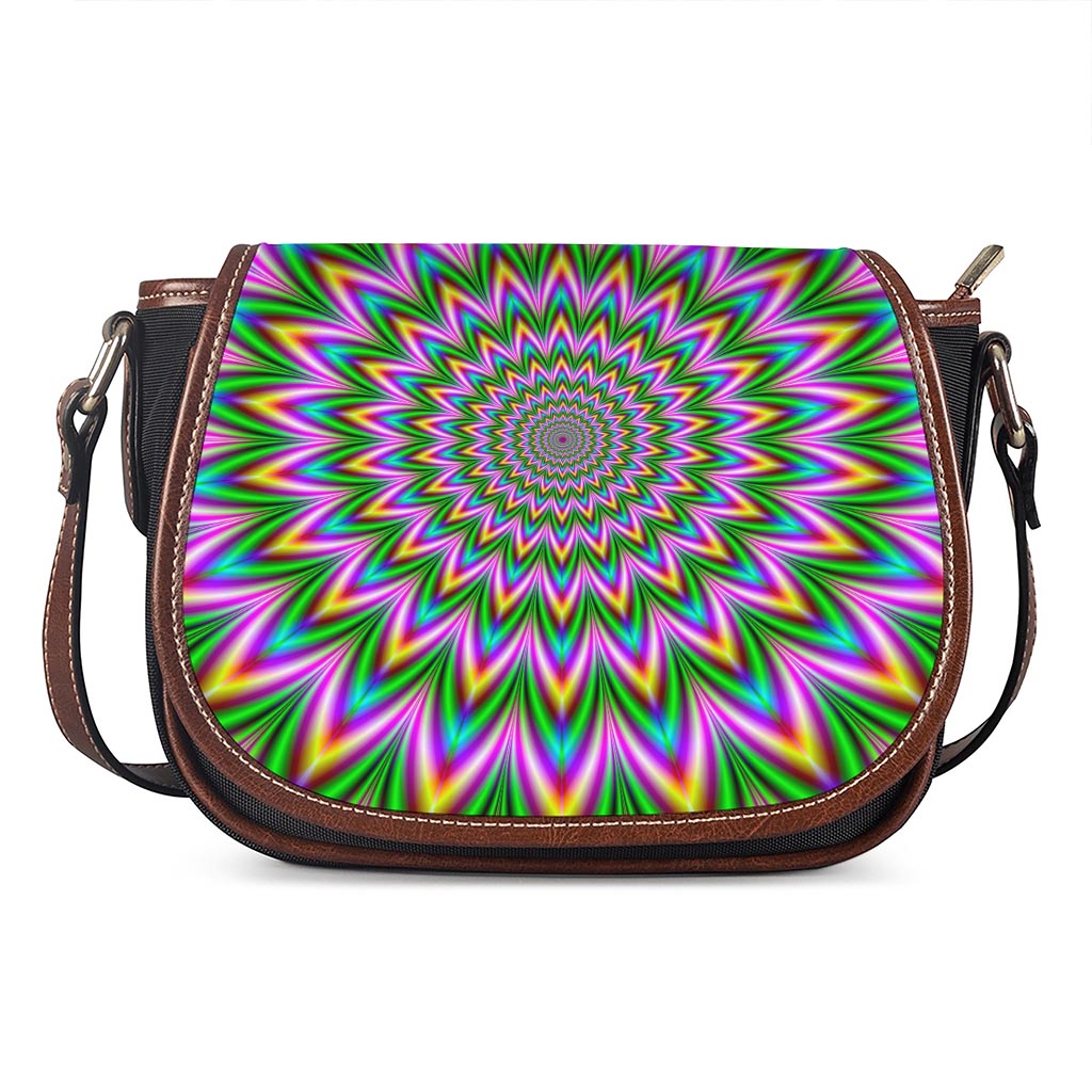 Psychedelic Radiant Optical Illusion Saddle Bag