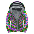 Psychedelic Radiant Optical Illusion Sherpa Lined Zip Up Hoodie