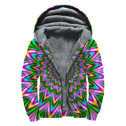Psychedelic Radiant Optical Illusion Sherpa Lined Zip Up Hoodie