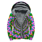 Psychedelic Radiant Optical Illusion Sherpa Lined Zip Up Hoodie