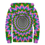 Psychedelic Radiant Optical Illusion Sherpa Lined Zip Up Hoodie