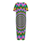 Psychedelic Radiant Optical Illusion Short Sleeve Long Nightdress