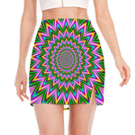 Psychedelic Radiant Optical Illusion Side Slit Mini Skirt