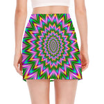 Psychedelic Radiant Optical Illusion Side Slit Mini Skirt
