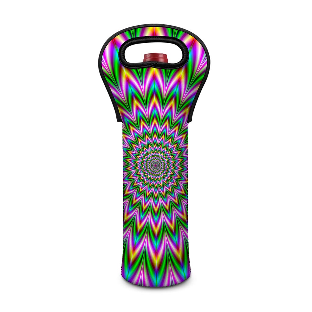 Psychedelic Radiant Optical Illusion Single Neoprene Wine Tote