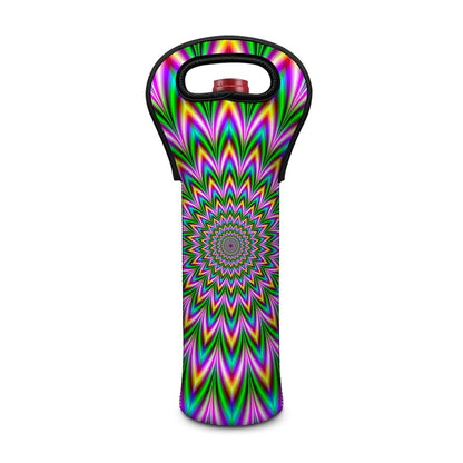 Psychedelic Radiant Optical Illusion Single Neoprene Wine Tote
