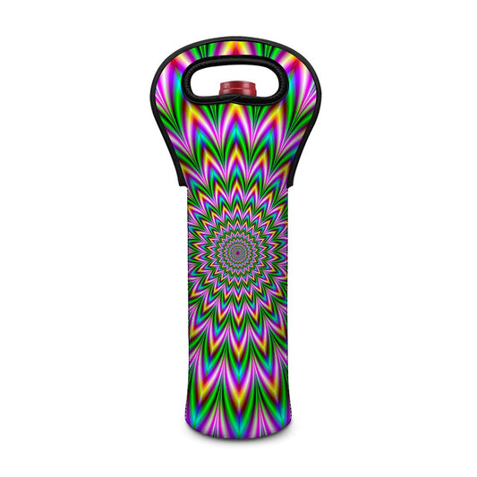 Psychedelic Radiant Optical Illusion Single Neoprene Wine Tote