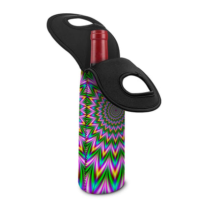 Psychedelic Radiant Optical Illusion Single Neoprene Wine Tote