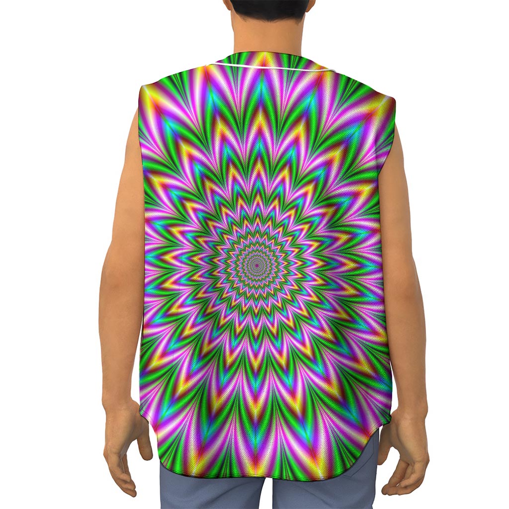 Psychedelic Radiant Optical Illusion Sleeveless Baseball Jersey