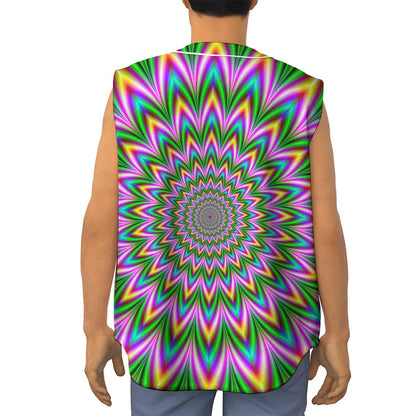Psychedelic Radiant Optical Illusion Sleeveless Baseball Jersey