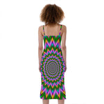 Psychedelic Radiant Optical Illusion Slim Fit Midi Cami Dress