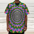 Psychedelic Radiant Optical Illusion Textured Short Sleeve Shirt