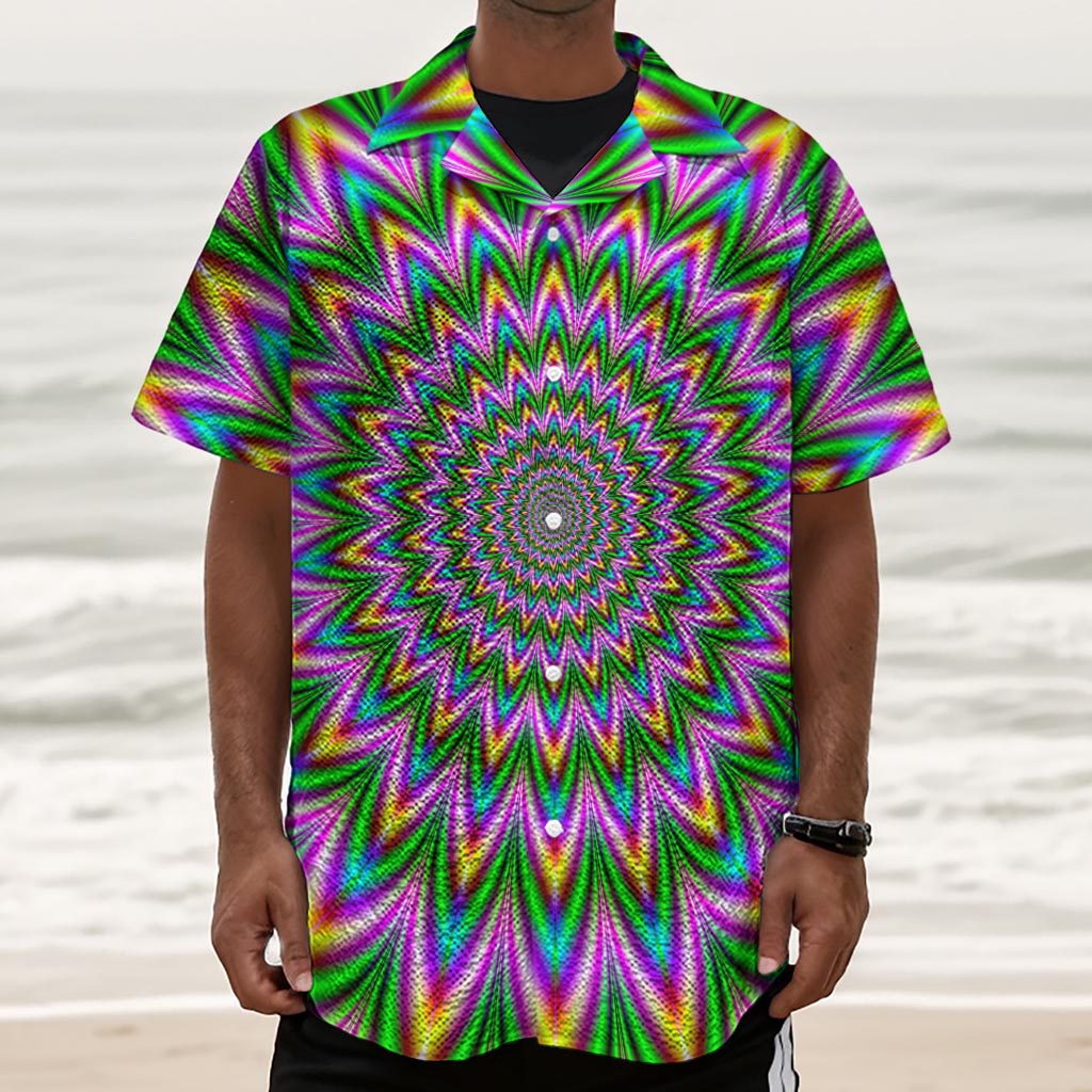 Psychedelic Radiant Optical Illusion Textured Short Sleeve Shirt