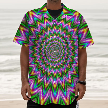 Psychedelic Radiant Optical Illusion Textured Short Sleeve Shirt