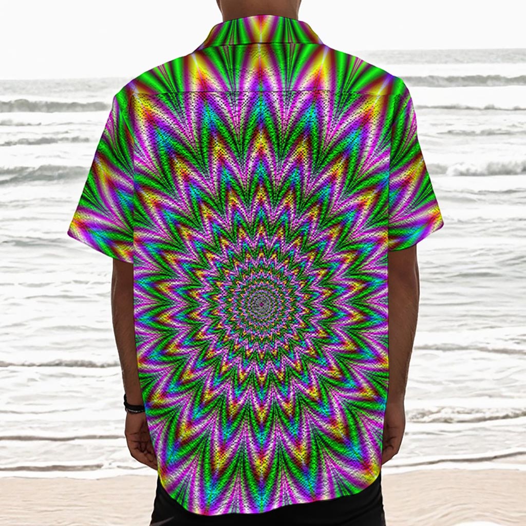 Psychedelic Radiant Optical Illusion Textured Short Sleeve Shirt