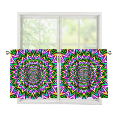 Psychedelic Radiant Optical Illusion Tier Curtains