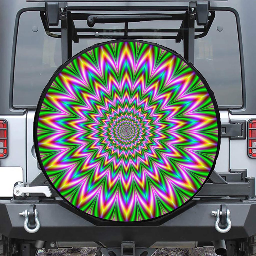 Psychedelic Radiant Optical Illusion Tire Cover