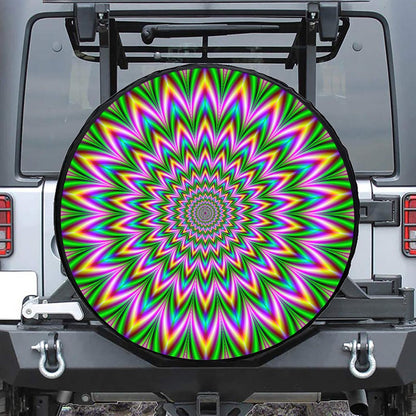 Psychedelic Radiant Optical Illusion Tire Cover