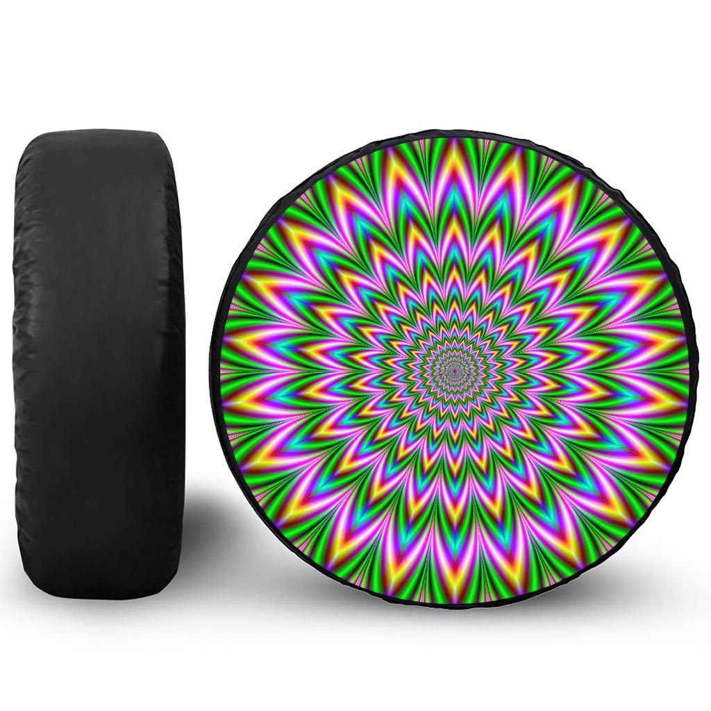 Psychedelic Radiant Optical Illusion Tire Cover