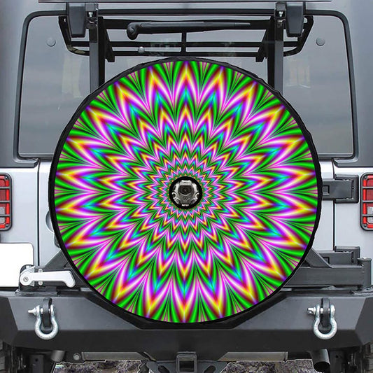 Psychedelic Radiant Optical Illusion Tire Cover With Camera Hole