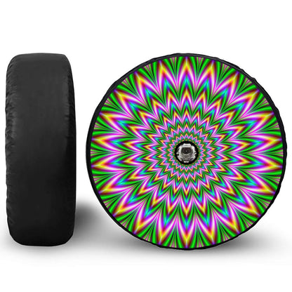 Psychedelic Radiant Optical Illusion Tire Cover With Camera Hole