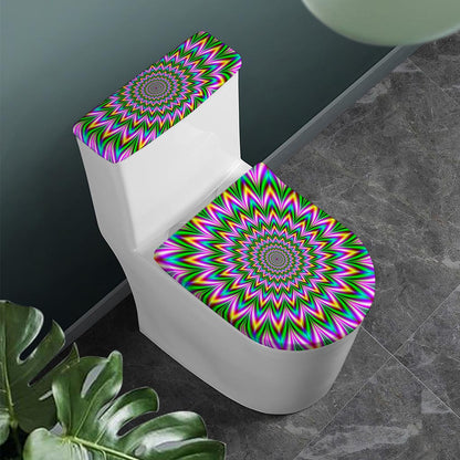 Psychedelic Radiant Optical Illusion Toilet Lid And Tank Cover Set