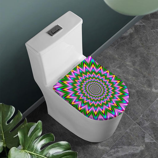 Psychedelic Radiant Optical Illusion Toilet Lid Cover