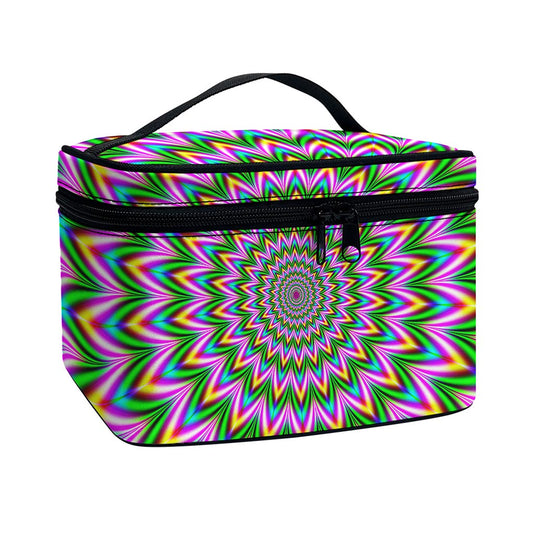 Psychedelic Radiant Optical Illusion Travel Makeup Bag