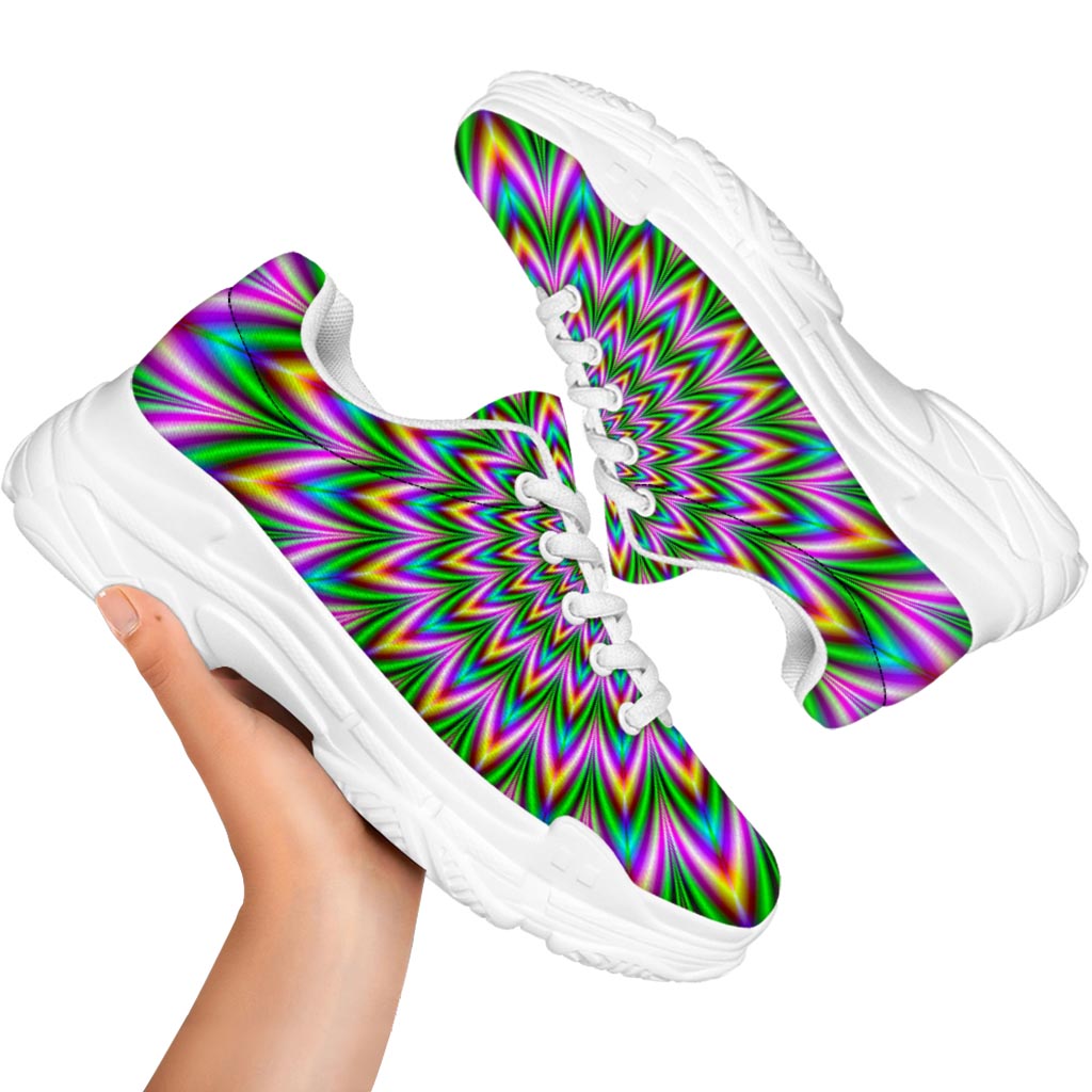 Psychedelic Radiant Optical Illusion White Chunky Shoes