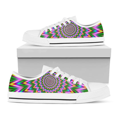 Psychedelic Radiant Optical Illusion White Low Top Sneakers