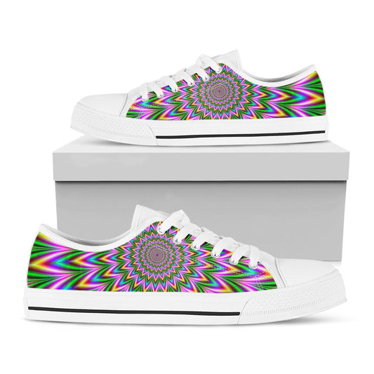 Psychedelic Radiant Optical Illusion White Low Top Sneakers