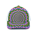 Psychedelic Radiant Optical Illusion White Mesh Trucker Hat