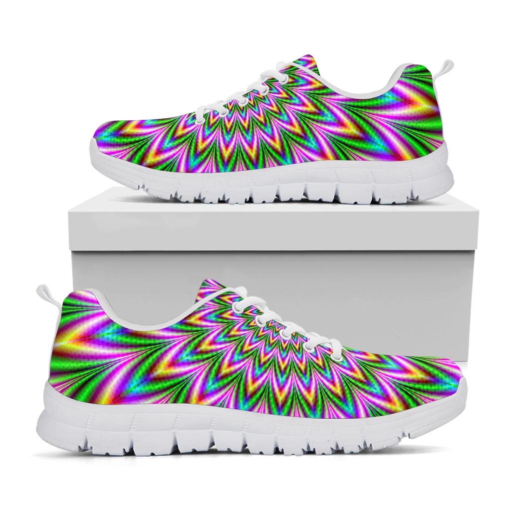 Psychedelic Radiant Optical Illusion White Running Shoes