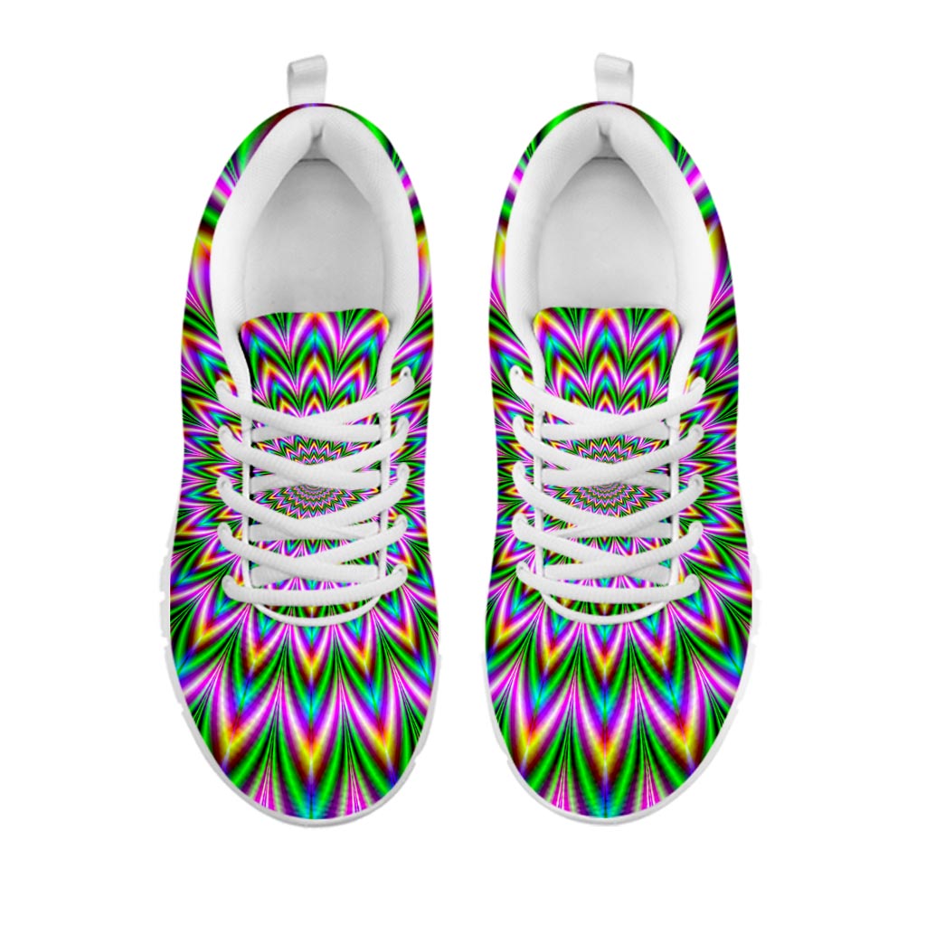 Psychedelic Radiant Optical Illusion White Running Shoes