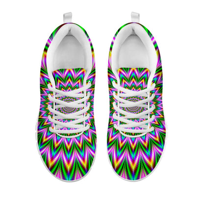 Psychedelic Radiant Optical Illusion White Running Shoes