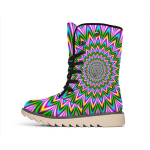 Psychedelic Radiant Optical Illusion Winter Boots