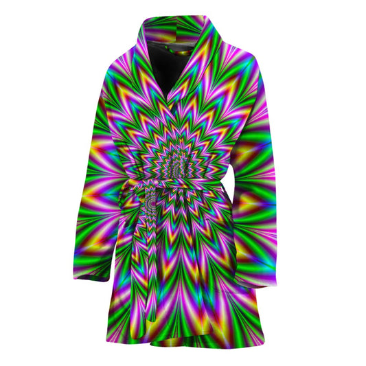 Psychedelic Radiant Optical Illusion Women's Bathrobe