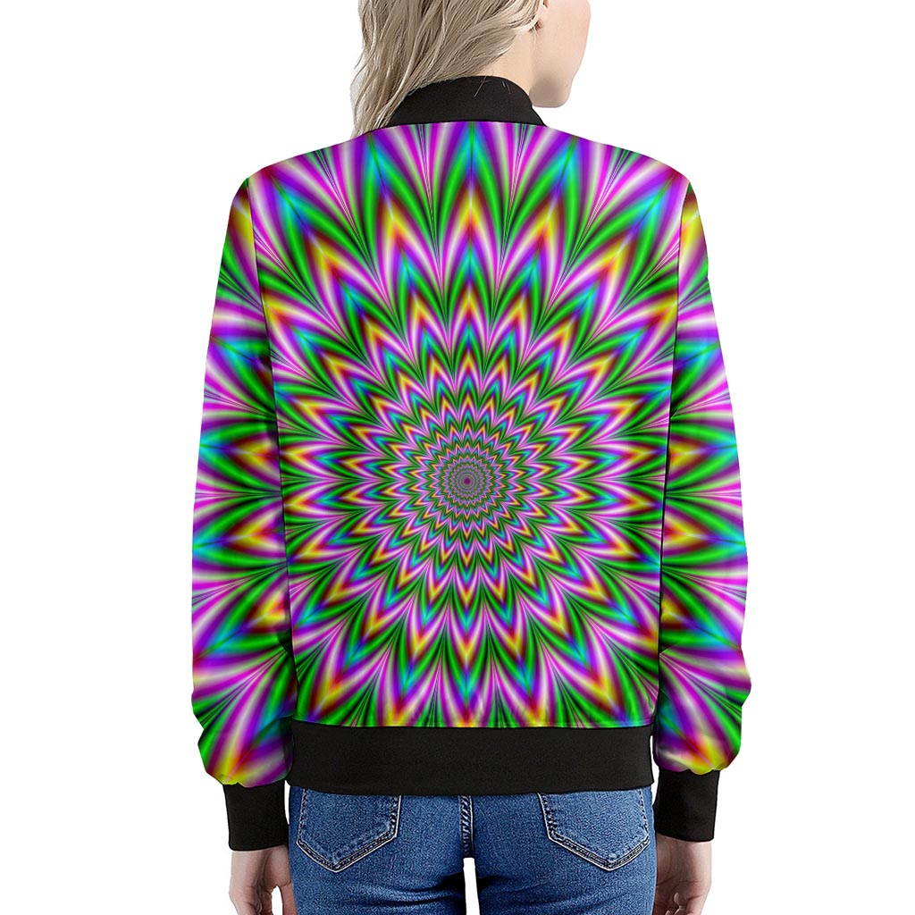 Psychedelic Radiant Optical Illusion Women's Bomber Jacket