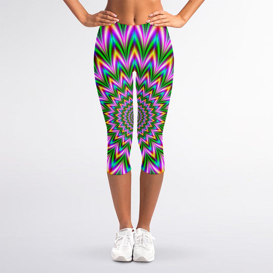 Psychedelic Radiant Optical Illusion Women's Capri Leggings