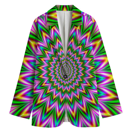 Psychedelic Radiant Optical Illusion Women's Cotton Blazer