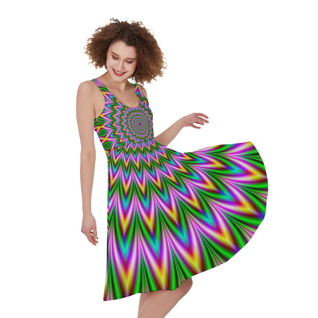Psychedelic Radiant Optical Illusion Women's Sleeveless Dress