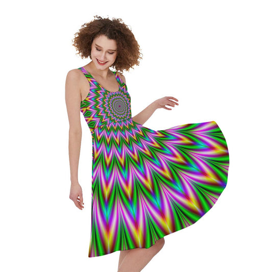 Psychedelic Radiant Optical Illusion Women's Sleeveless Dress