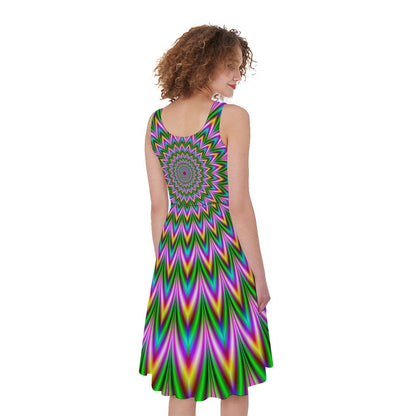 Psychedelic Radiant Optical Illusion Women's Sleeveless Dress