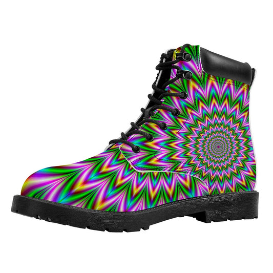 Psychedelic Radiant Optical Illusion Work Boots