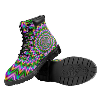 Psychedelic Radiant Optical Illusion Work Boots
